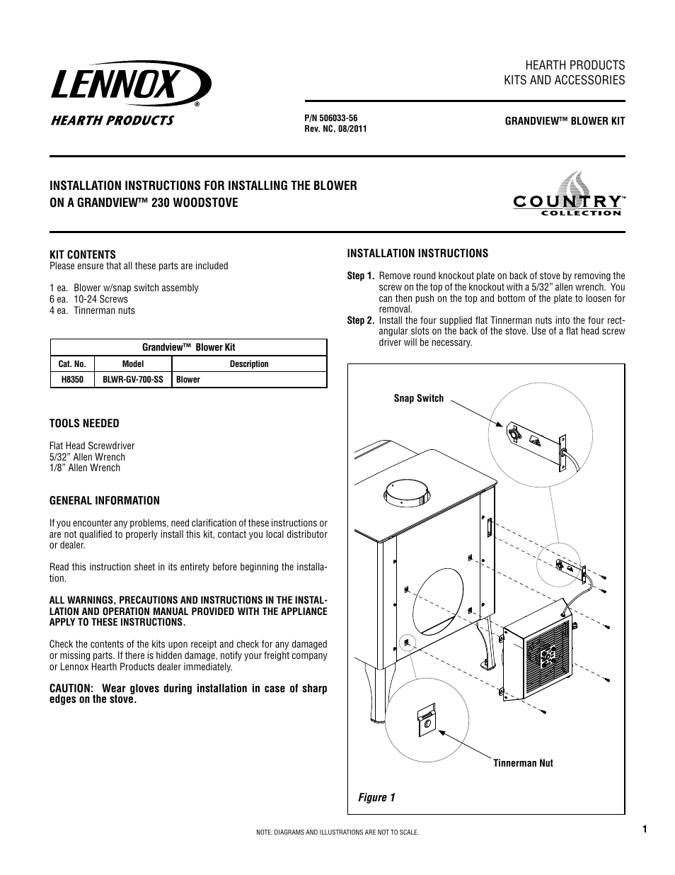 Lennox Hearth GRANDVIEW P/N 506033-56 User Manual | 2 pages