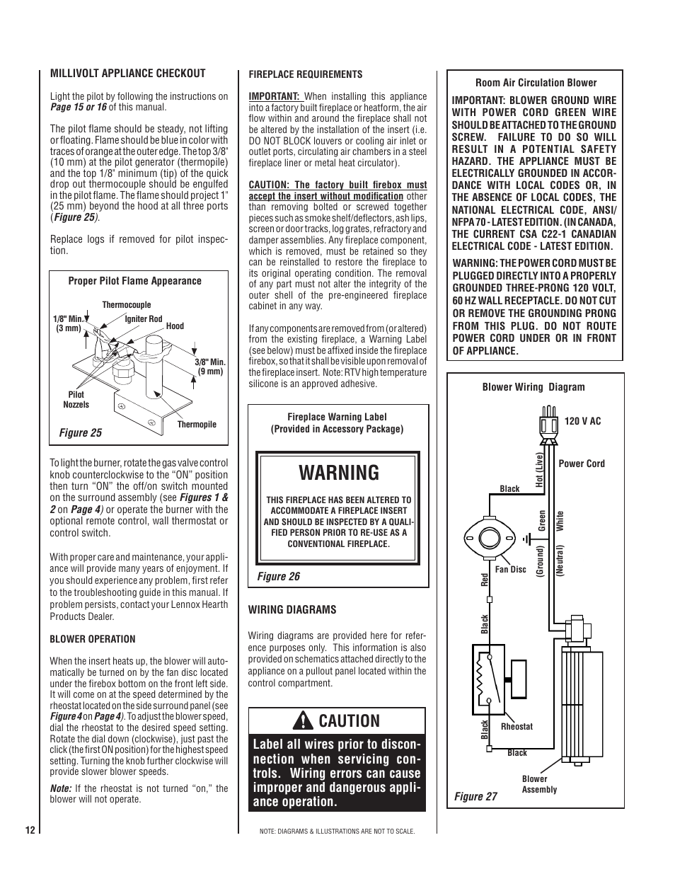 Warning, Caution | Lennox Hearth ELITE EBVI30US User Manual | Page 12 / 20