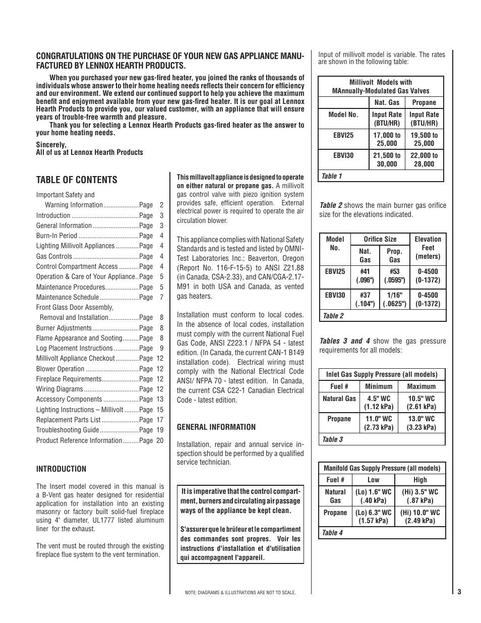 Lennox Hearth ELITE EBVI30US User Manual | Page 3 / 20