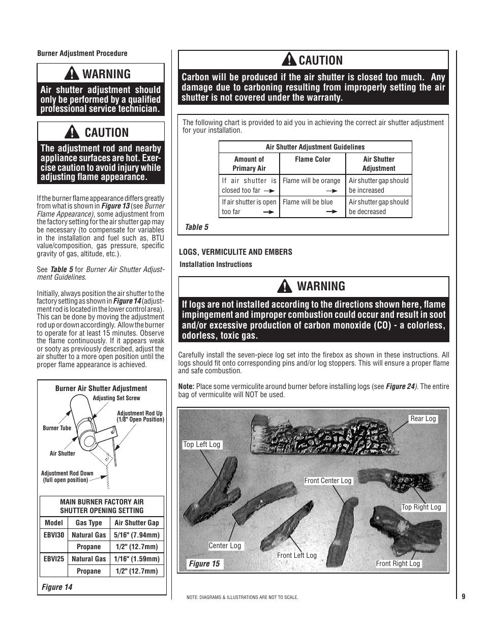 Warning, Caution | Lennox Hearth ELITE EBVI30US User Manual | Page 9 / 20