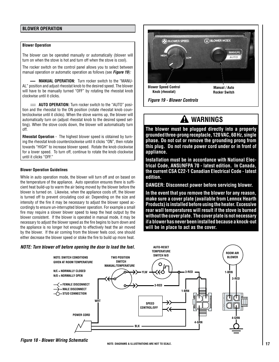 Warnings | Lennox Hearth PERFORMER SWS210 User Manual | Page 17 / 34