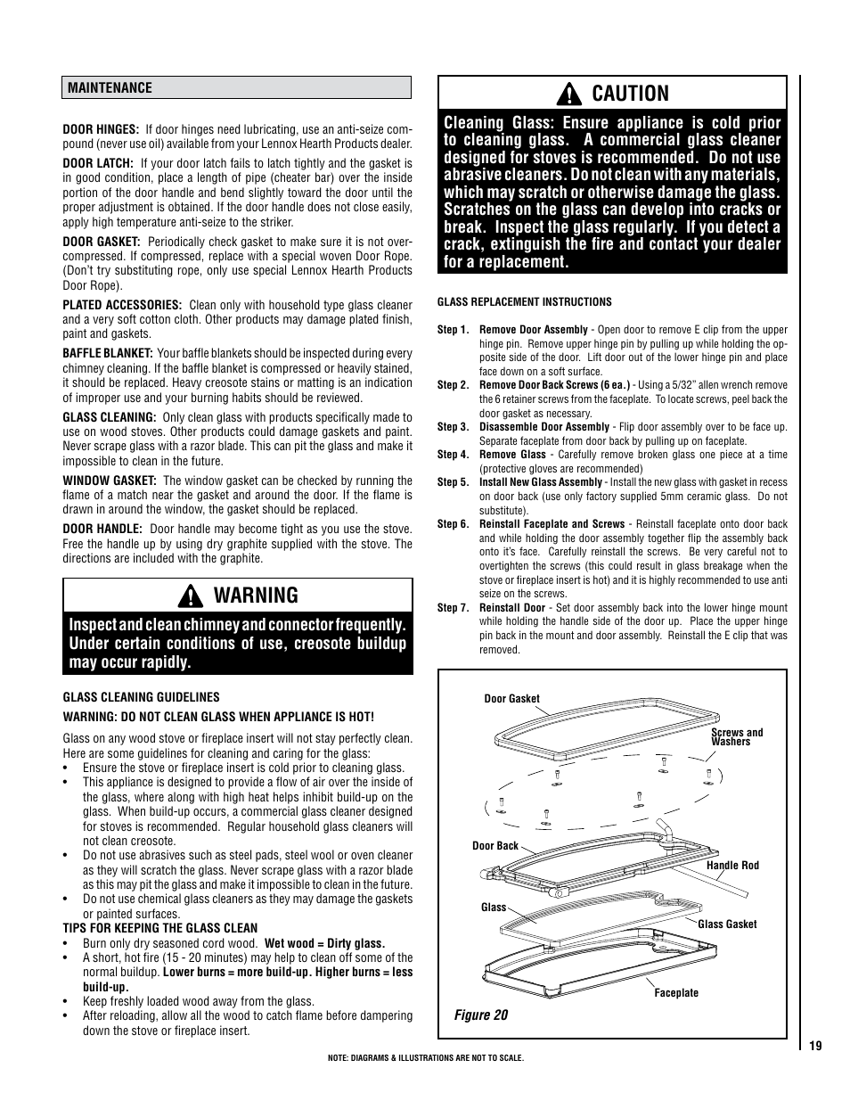 Warning, Caution | Lennox Hearth PERFORMER SWS210 User Manual | Page 19 / 34