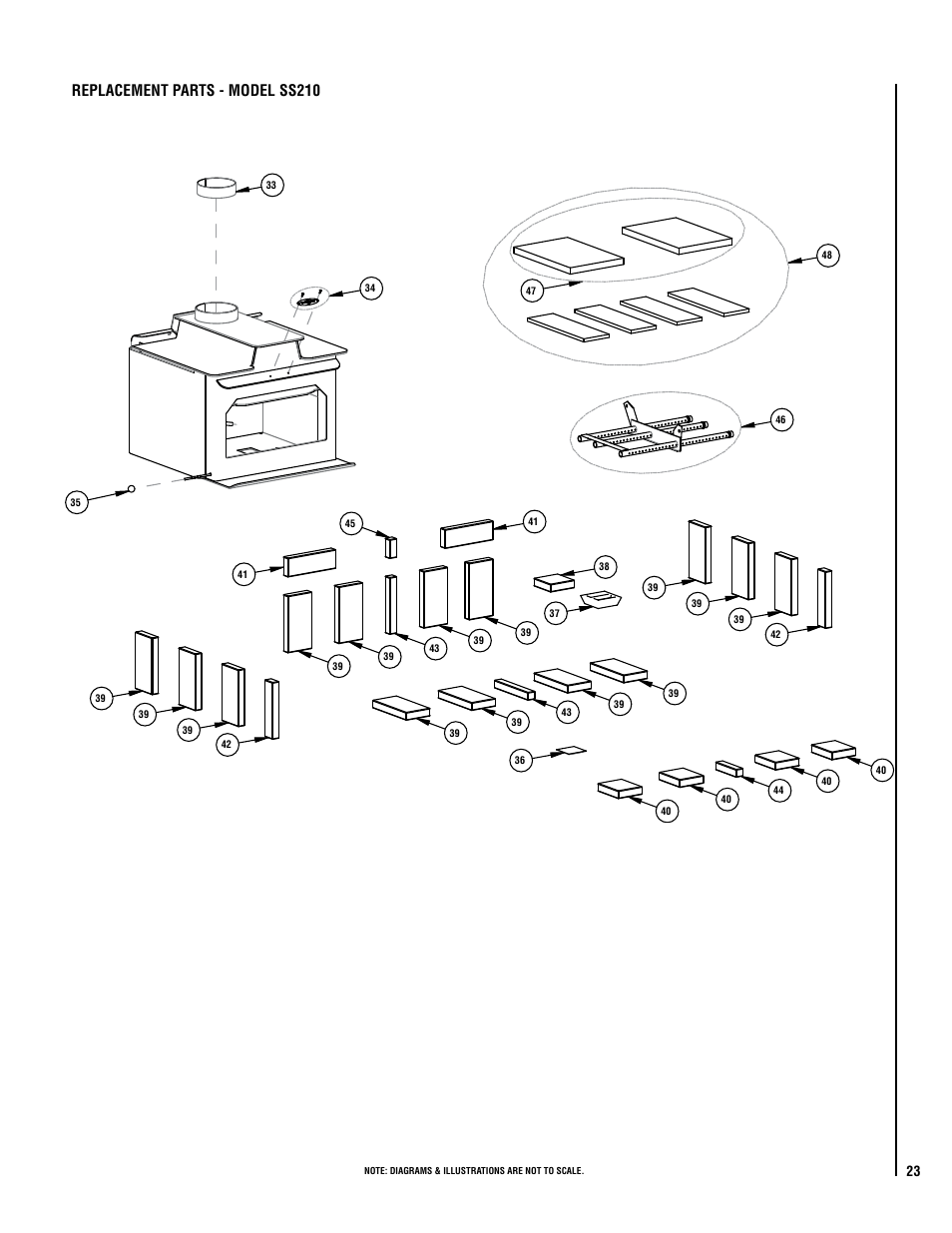 Replacement parts - model ss210 | Lennox Hearth PERFORMER SWS210 User Manual | Page 23 / 34