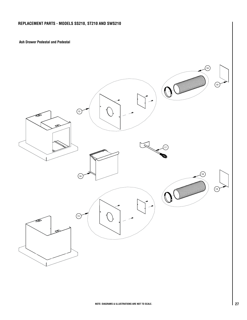 Ash drawer pedestal and pedestal | Lennox Hearth PERFORMER SWS210 User Manual | Page 27 / 34