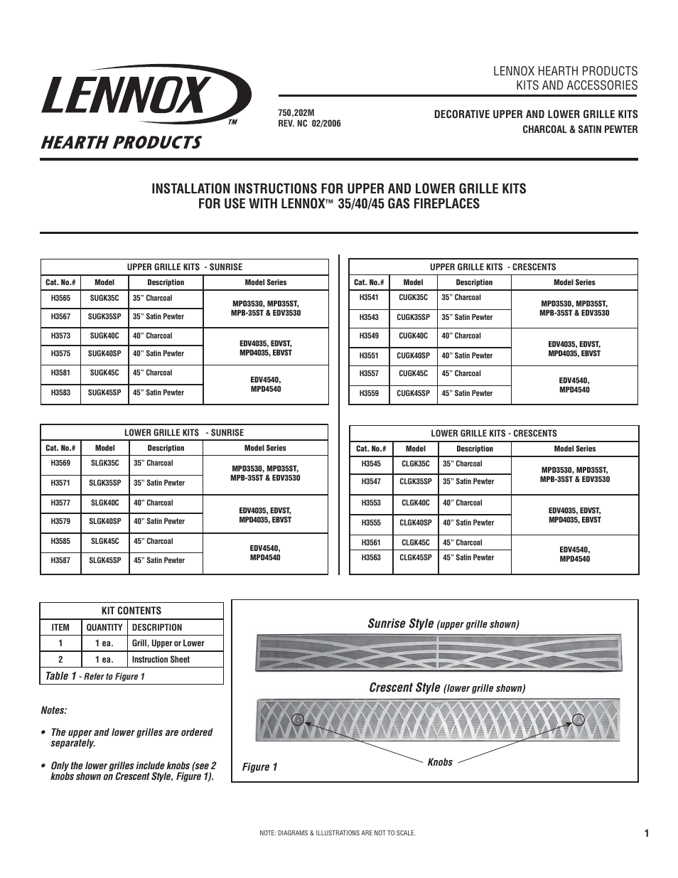 Lennox Hearth H3541 CUGK35C 35" CHARCOAL User Manual | 4 pages