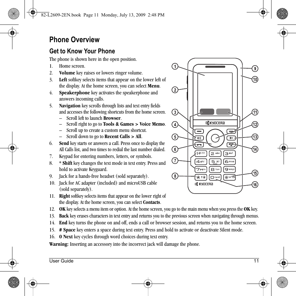 Phone overview, Get to know your phone | Lennox Hearth S1300 User Manual | Page 11 / 72