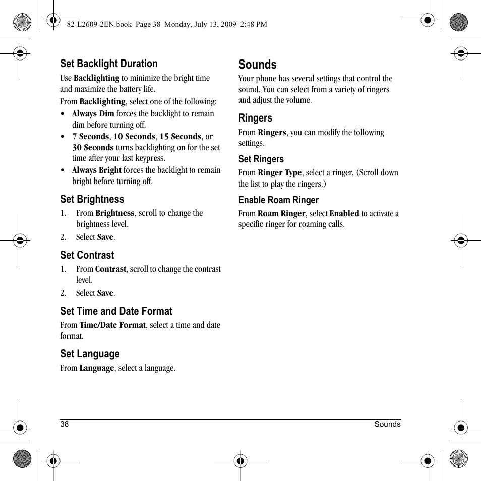 Sounds | Lennox Hearth S1300 User Manual | Page 38 / 72