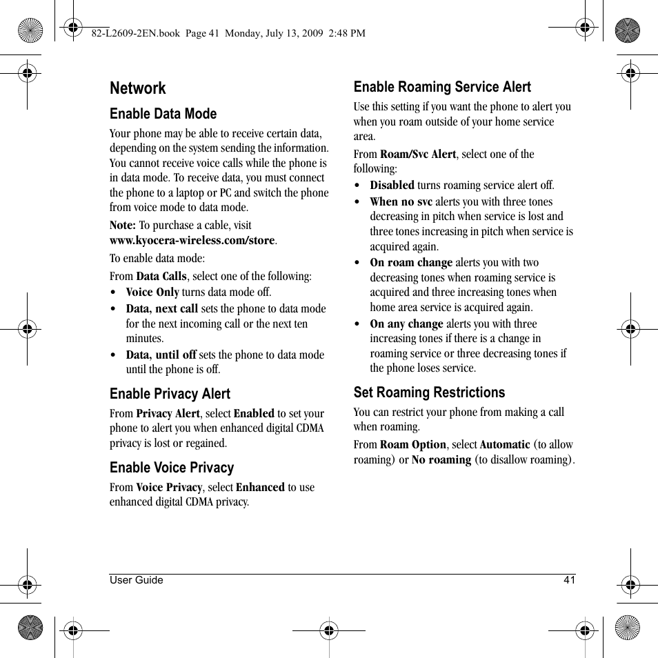 Network | Lennox Hearth S1300 User Manual | Page 41 / 72
