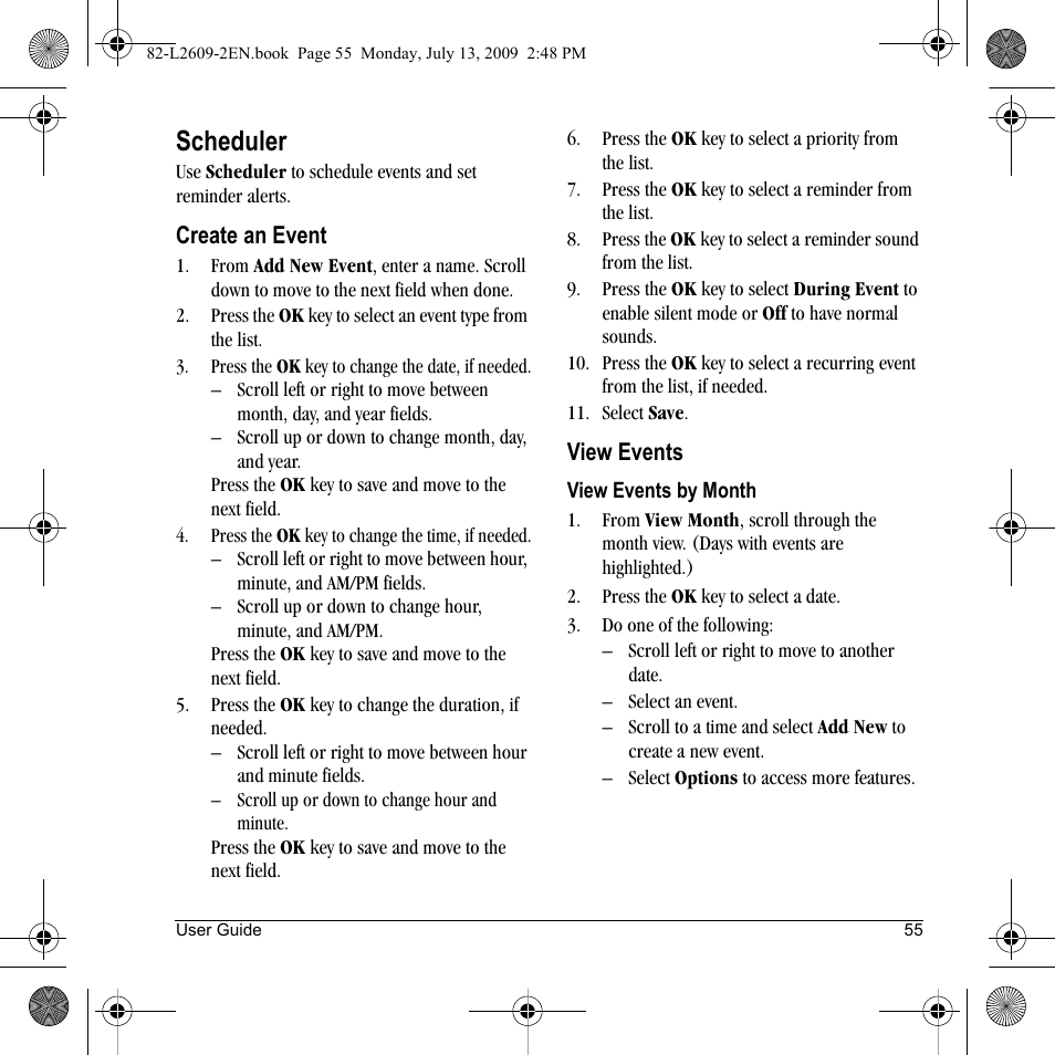 Scheduler | Lennox Hearth S1300 User Manual | Page 55 / 72