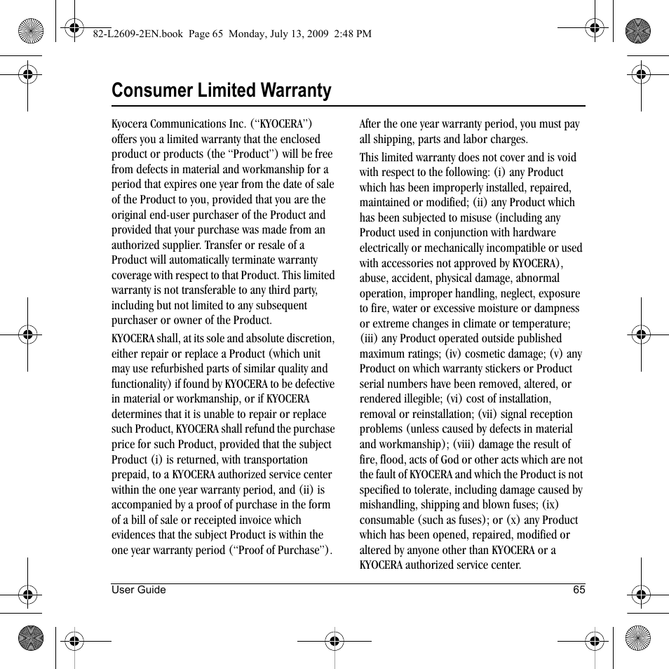 Consumer limited warranty | Lennox Hearth S1300 User Manual | Page 65 / 72
