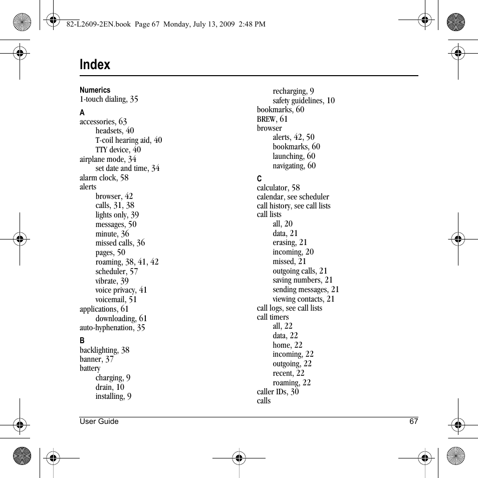 Index | Lennox Hearth S1300 User Manual | Page 67 / 72
