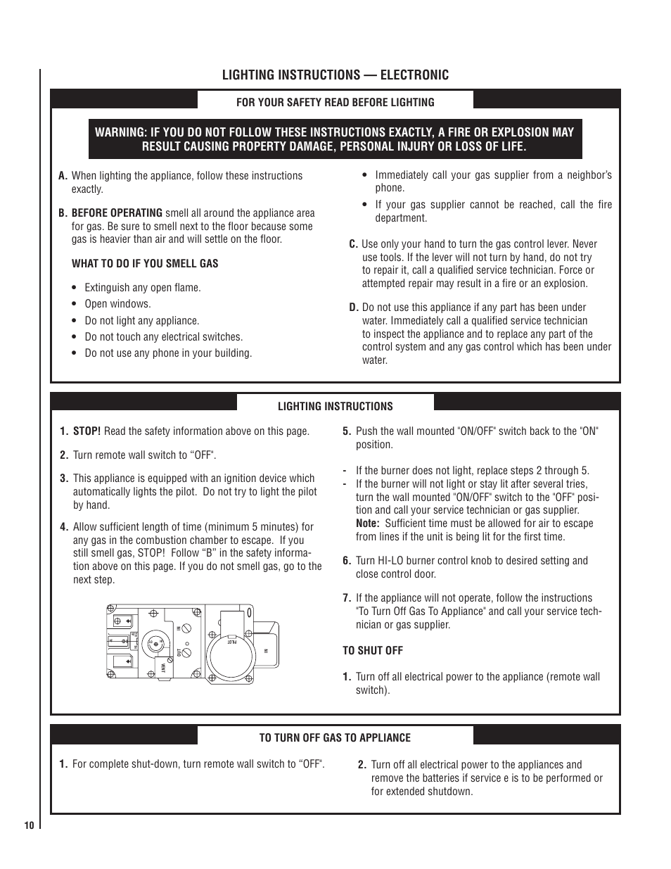 Lighting instructions — electronic | Lennox Hearth ELITE E36ODGPE-H User Manual | Page 10 / 16