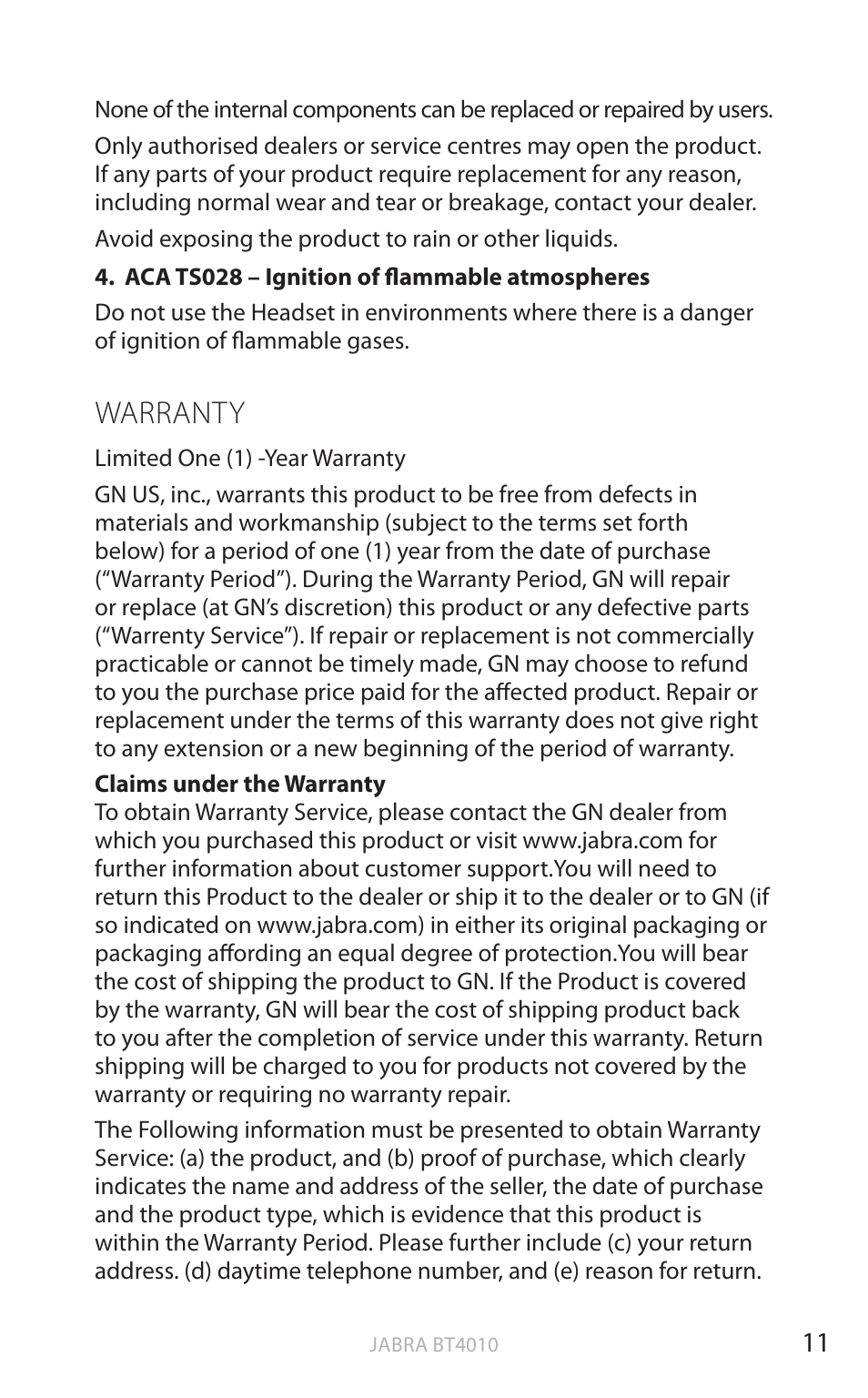 English, Warranty | Lennox Hearth BT4010 User Manual | Page 12 / 16