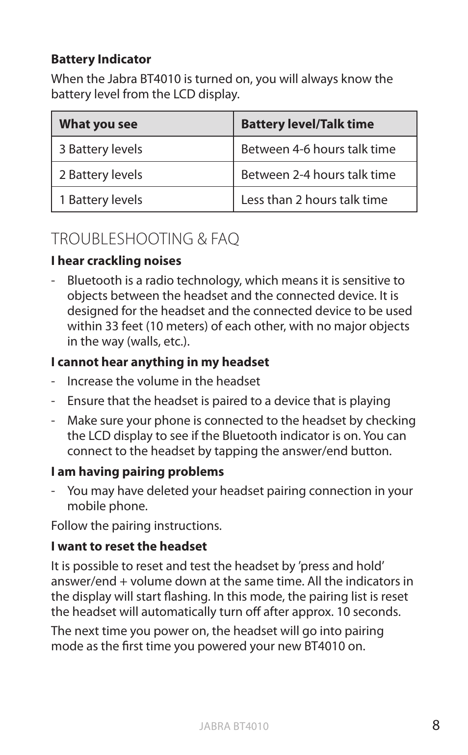 English, Troubleshooting & faq | Lennox Hearth BT4010 User Manual | Page 9 / 16