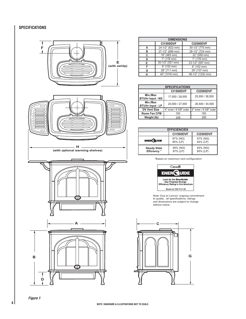 Specifications | Lennox Hearth 775 User Manual | Page 4 / 18