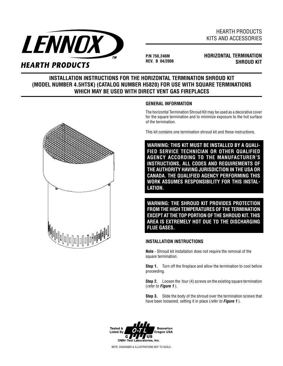 Lennox Hearth H5820 User Manual | 2 pages