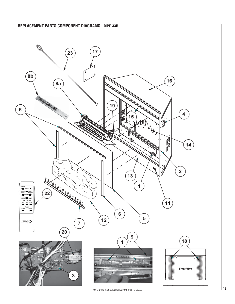 Replacement parts component diagrams | Lennox Hearth LENNOX MPE-33R User Manual | Page 17 / 20