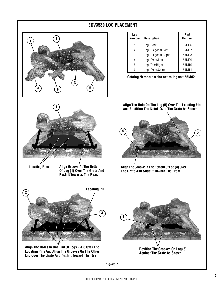 Edv3530 log placement | Lennox Hearth ELITE EDV3530CNM-B User Manual | Page 13 / 32
