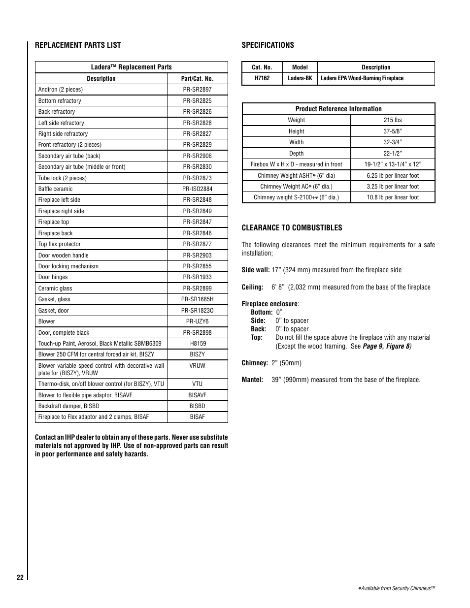 Lennox Hearth Ladera-BN User Manual | Page 22 / 26