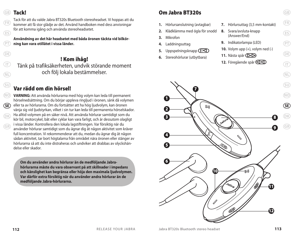 Om jabra bt320s tack | Lennox Hearth BT 320S User Manual | Page 59 / 76
