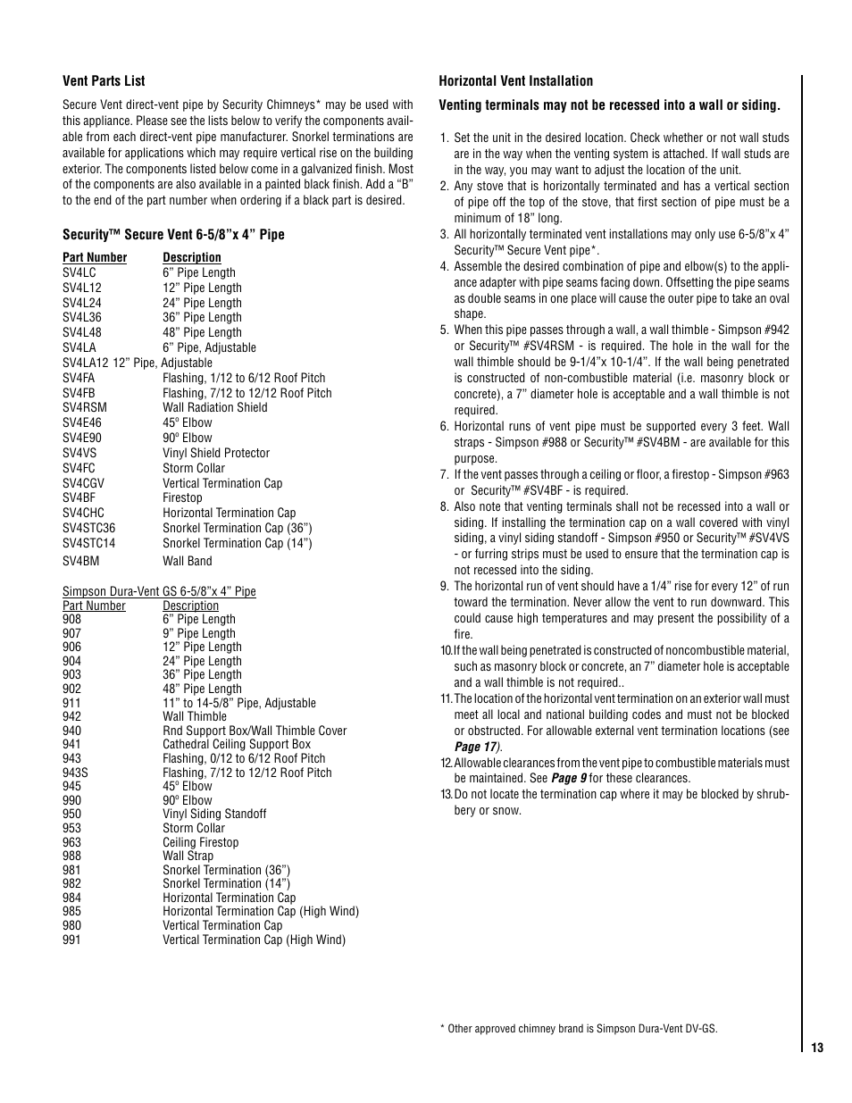 Lennox Hearth ELITE VINT-DVS-U User Manual | Page 13 / 32