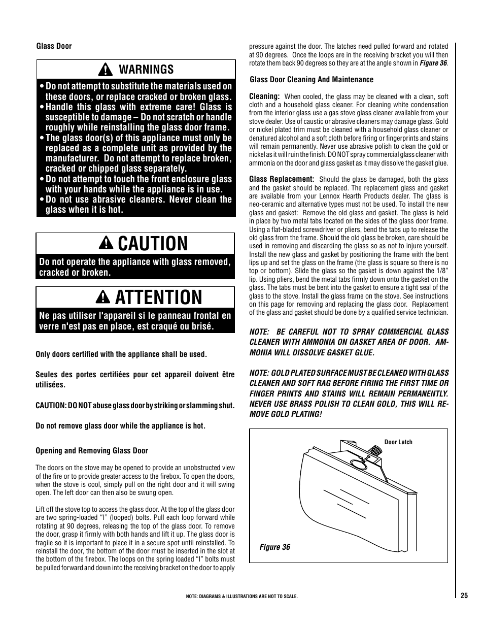 Caution, Attention, Warnings | Lennox Hearth ELITE VINT-DVS-U User Manual | Page 25 / 32