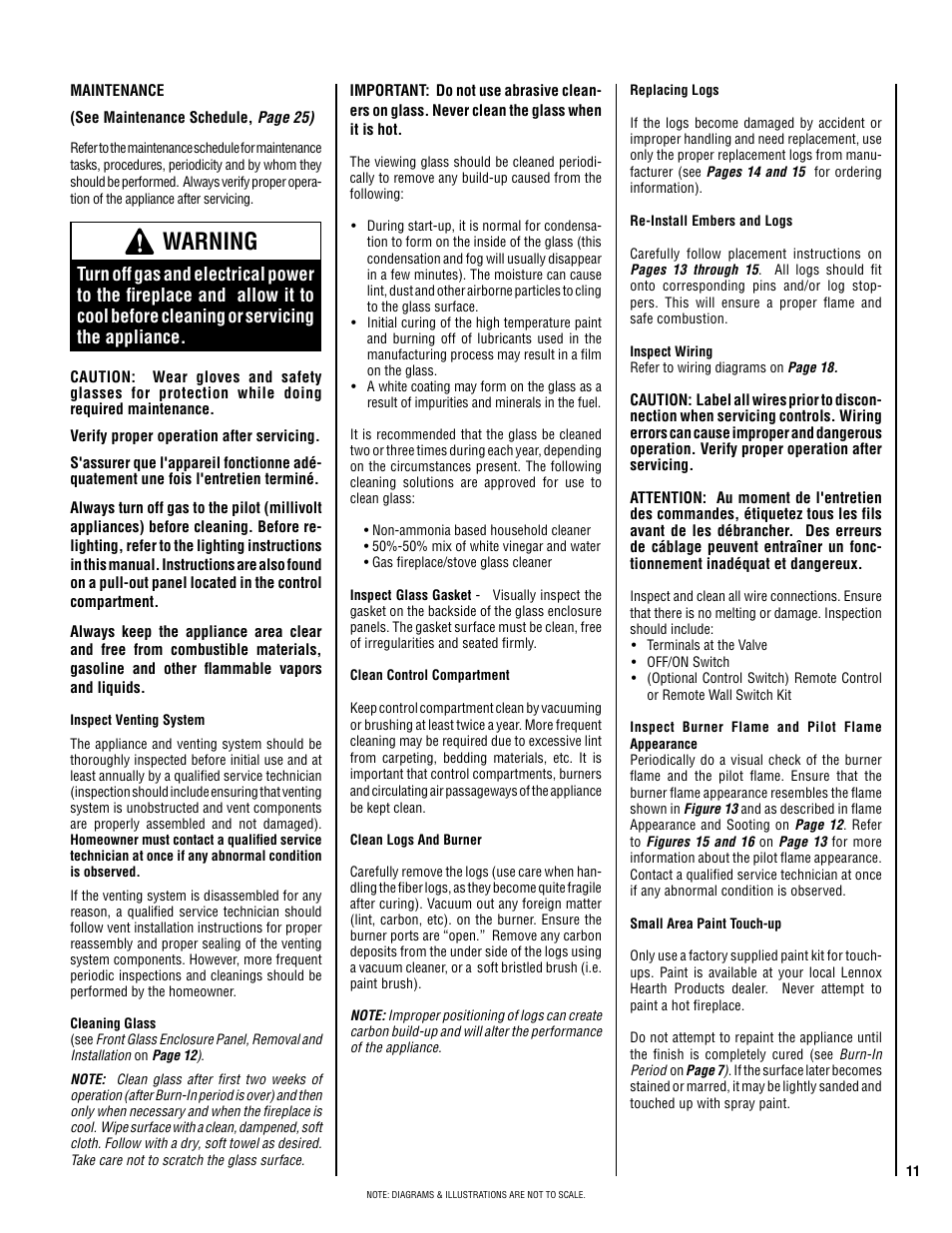 Warning | Lennox Hearth EBVSTNM-B User Manual | Page 11 / 32