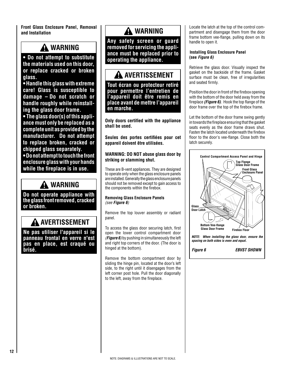 Warning, Avertissement | Lennox Hearth EBVSTNM-B User Manual | Page 12 / 32