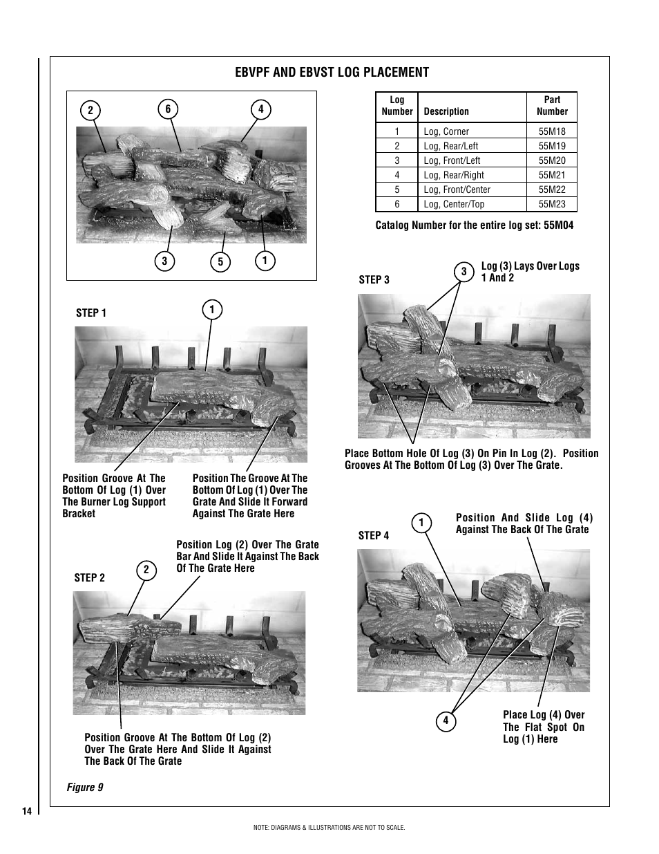 Ebvpf and ebvst log placement | Lennox Hearth EBVSTNM-B User Manual | Page 14 / 32