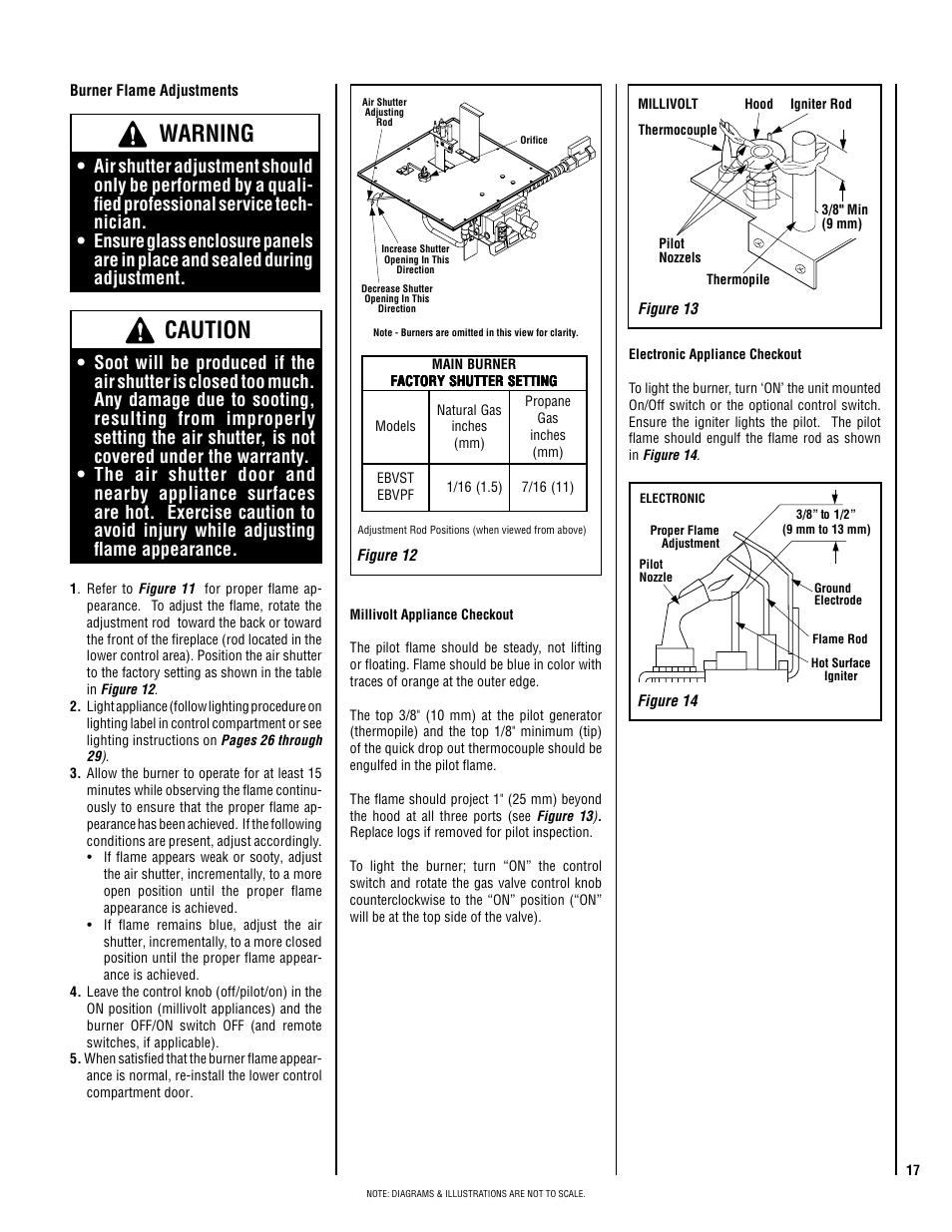 Warning, Caution | Lennox Hearth EBVSTNM-B User Manual | Page 17 / 32