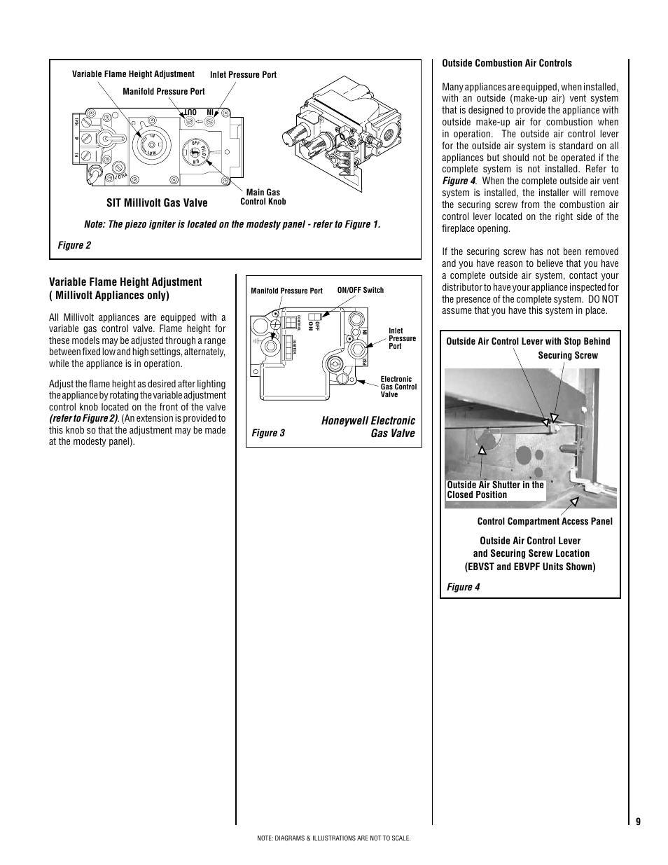 Honeywell electronic gas valve, Sit millivolt gas valve | Lennox Hearth EBVSTNM-B User Manual | Page 9 / 32