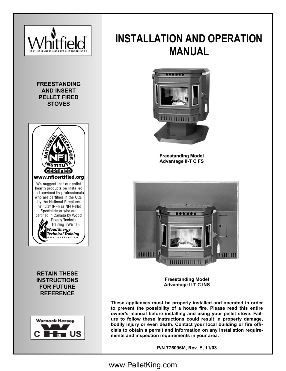 Lennox Hearth II-T C FS User Manual | 48 pages