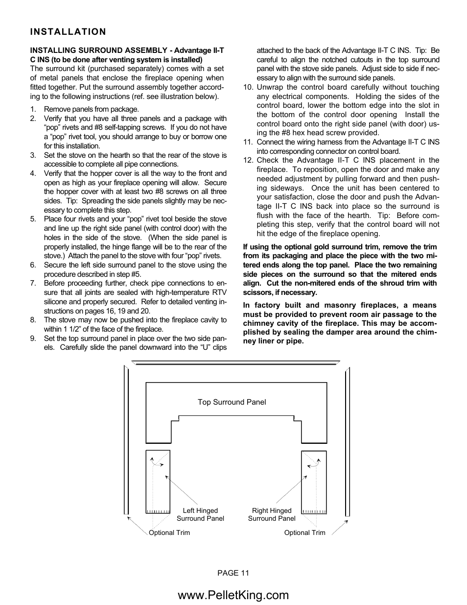 Lennox Hearth II-T C FS User Manual | Page 11 / 48