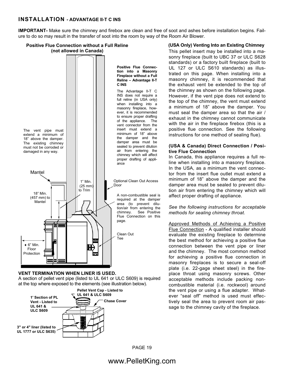 Installation | Lennox Hearth II-T C FS User Manual | Page 19 / 48