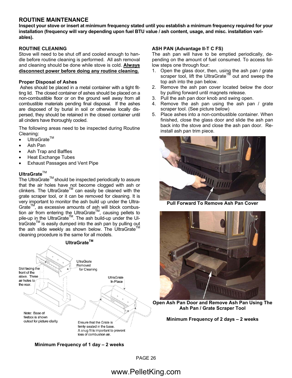 Routine maintenance | Lennox Hearth II-T C FS User Manual | Page 26 / 48