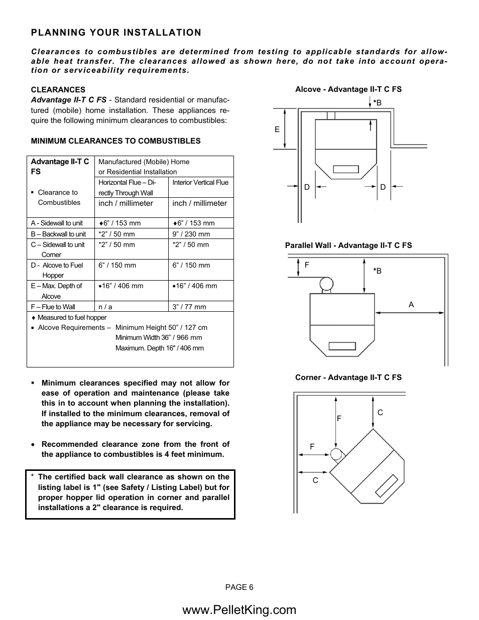 Lennox Hearth II-T C FS User Manual | Page 6 / 48