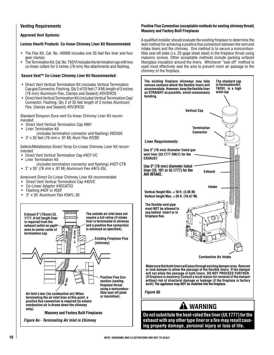Warning | Lennox Hearth Shoreline 33/40 DV INS User Manual | Page 10 / 38