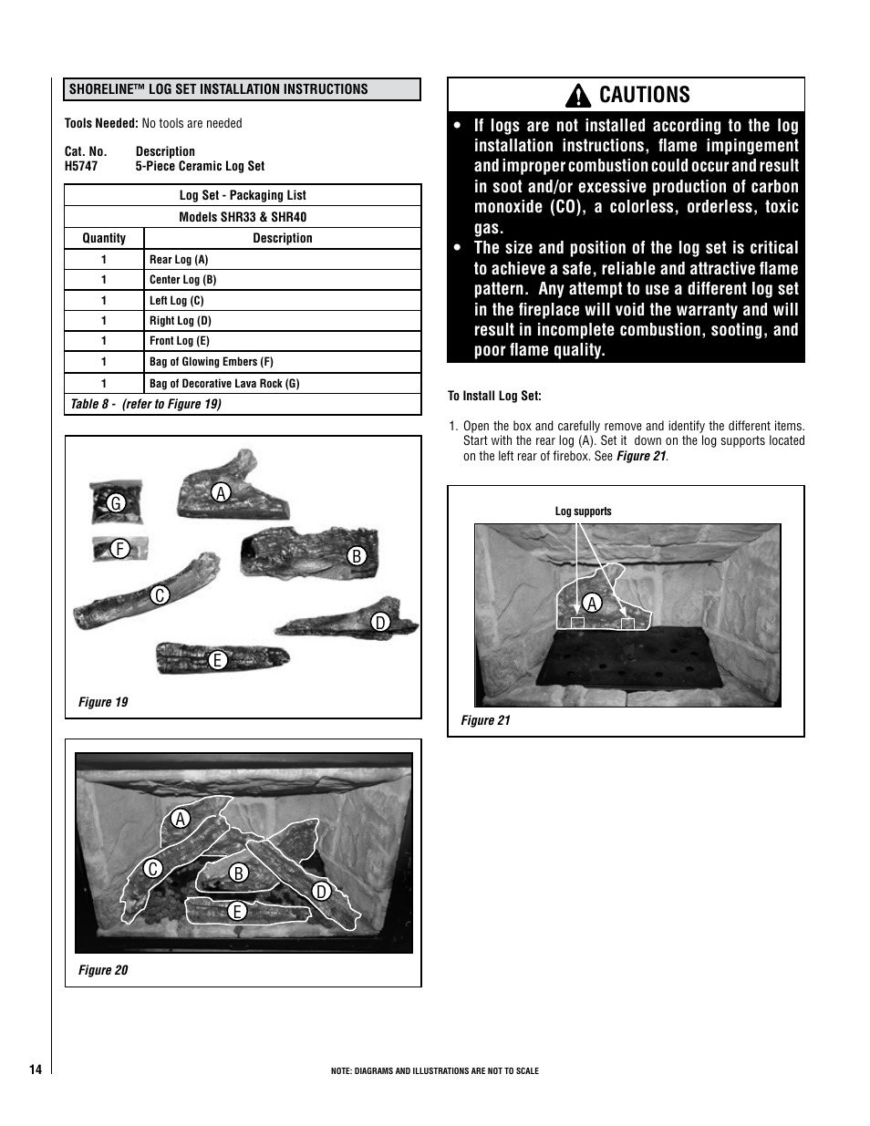 Cautions | Lennox Hearth Shoreline 33/40 DV INS User Manual | Page 14 / 38