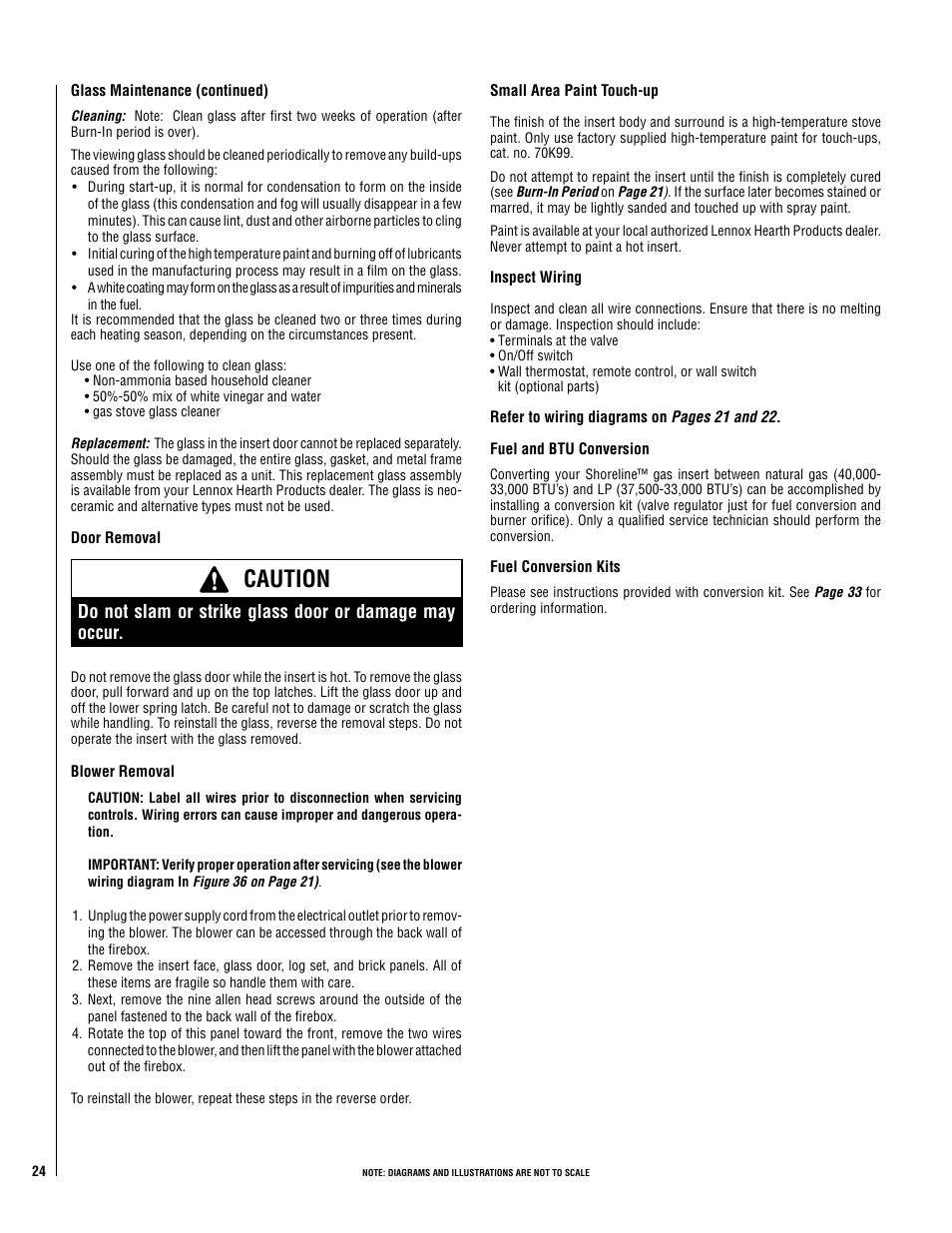 Caution | Lennox Hearth Shoreline 33/40 DV INS User Manual | Page 24 / 38