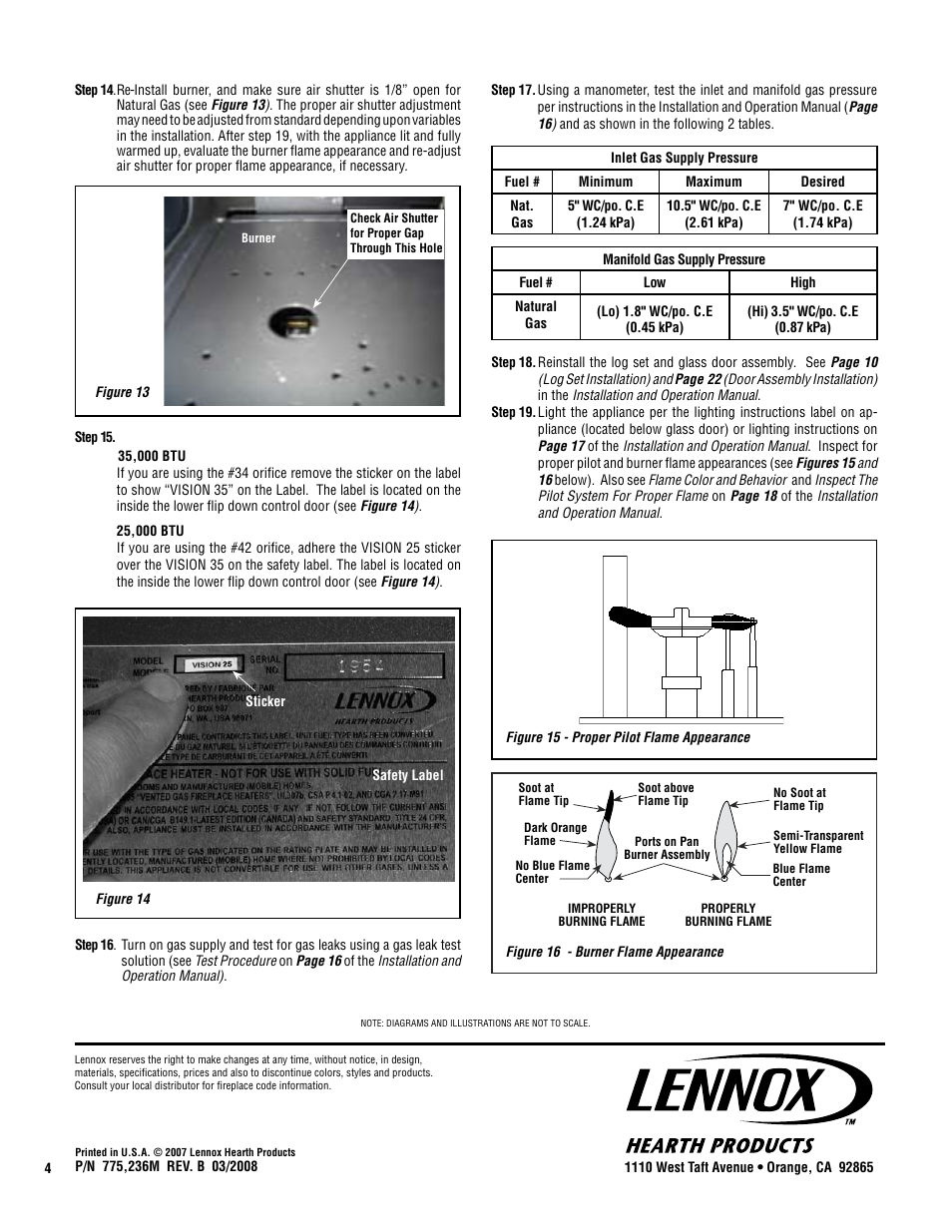 Lennox Hearth VISION Elite Series User Manual | Page 4 / 4