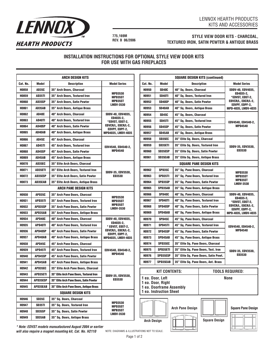 Lennox Hearth Style View™ Doors view door User Manual | 2 pages