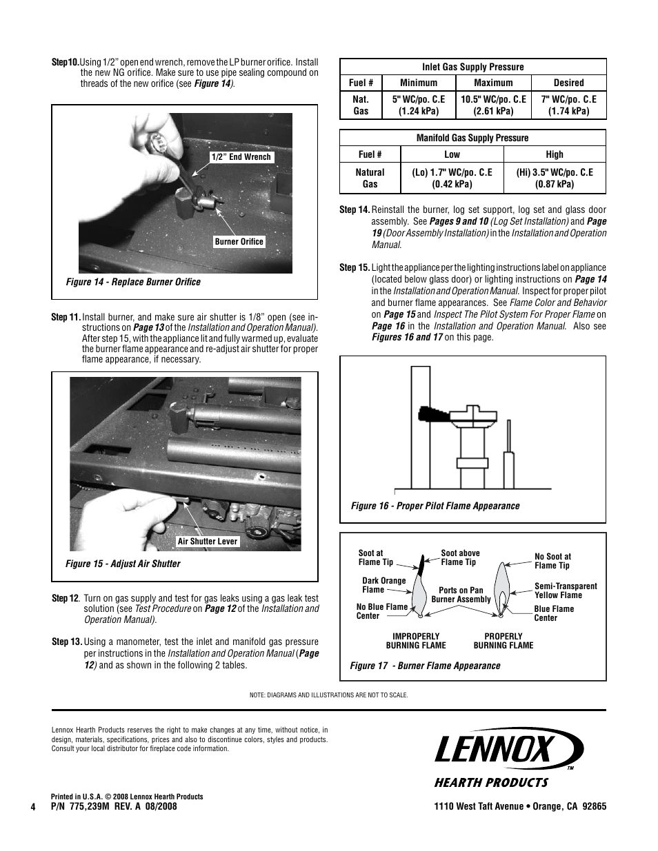 Lennox Hearth Elite Series DBv-CK-LP TO NG User Manual | Page 4 / 4