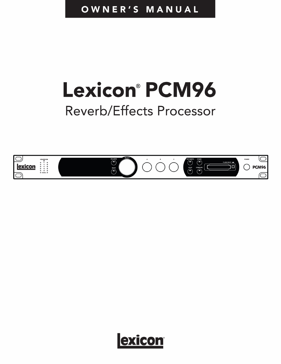 Lexicon Reverb/Effects Processor PCM96 User Manual | 68 pages