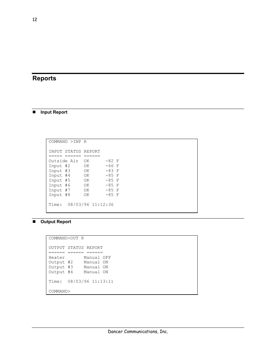 Operation, Reports, Input report | Output report | Lexicon 570 User Manual | Page 17 / 70