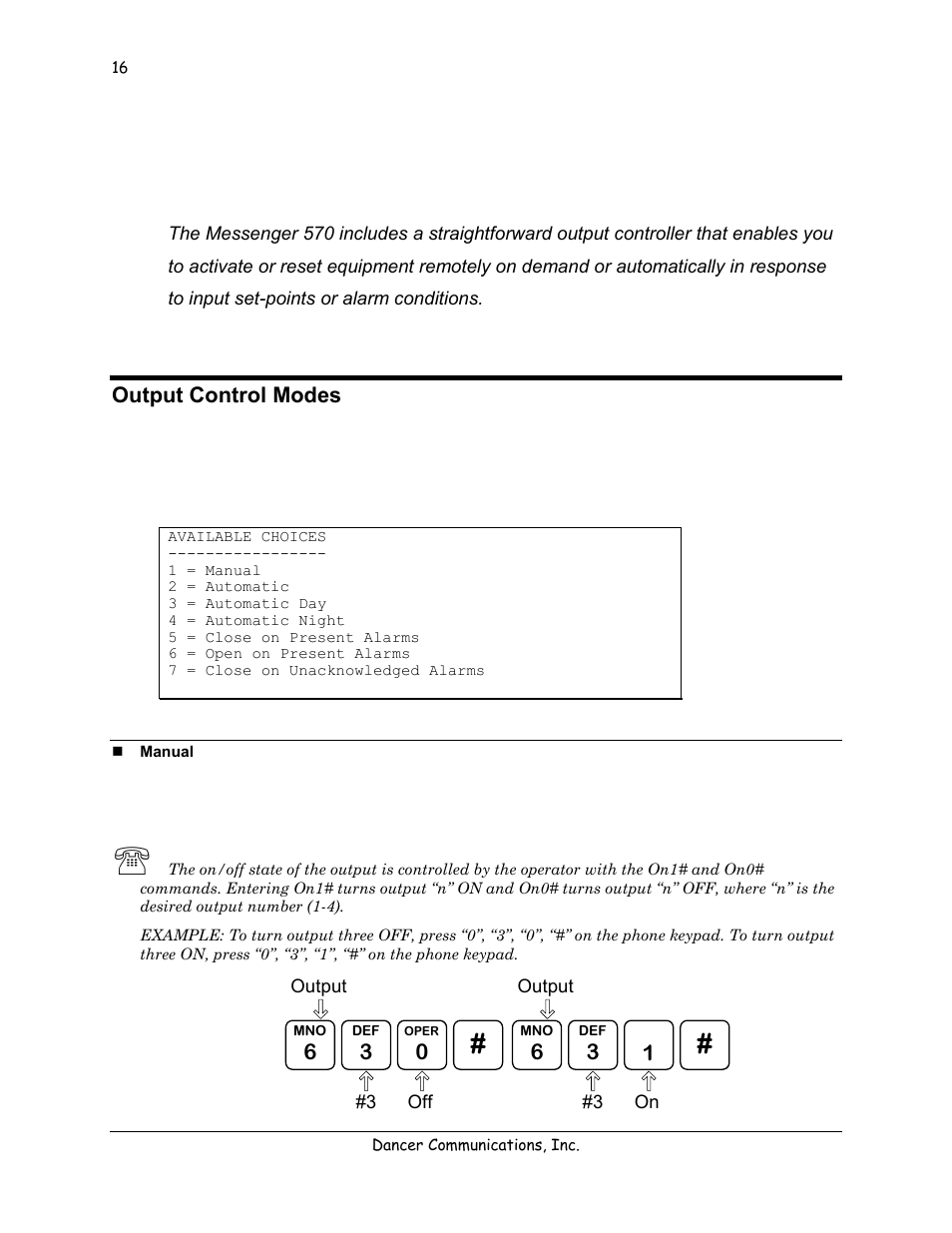 Control, Output control modes, Manual | Lexicon 570 User Manual | Page 21 / 70