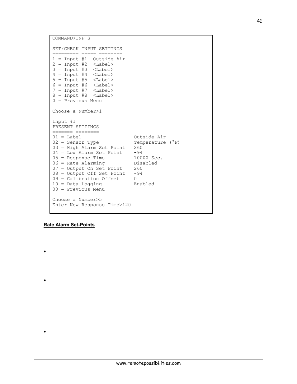 Rate alarm set-points | Lexicon 570 User Manual | Page 46 / 70