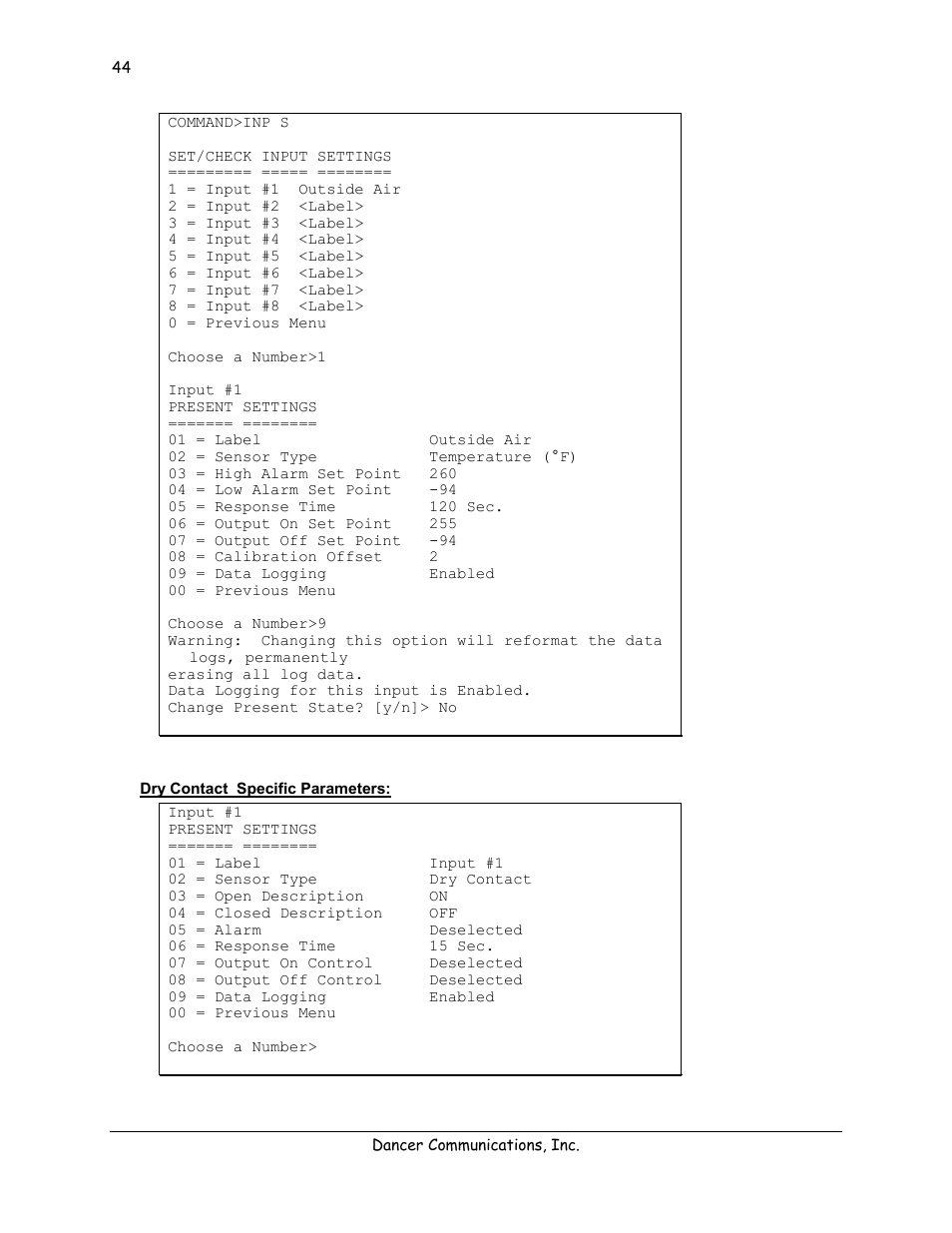 Dry contact specific parameters | Lexicon 570 User Manual | Page 49 / 70