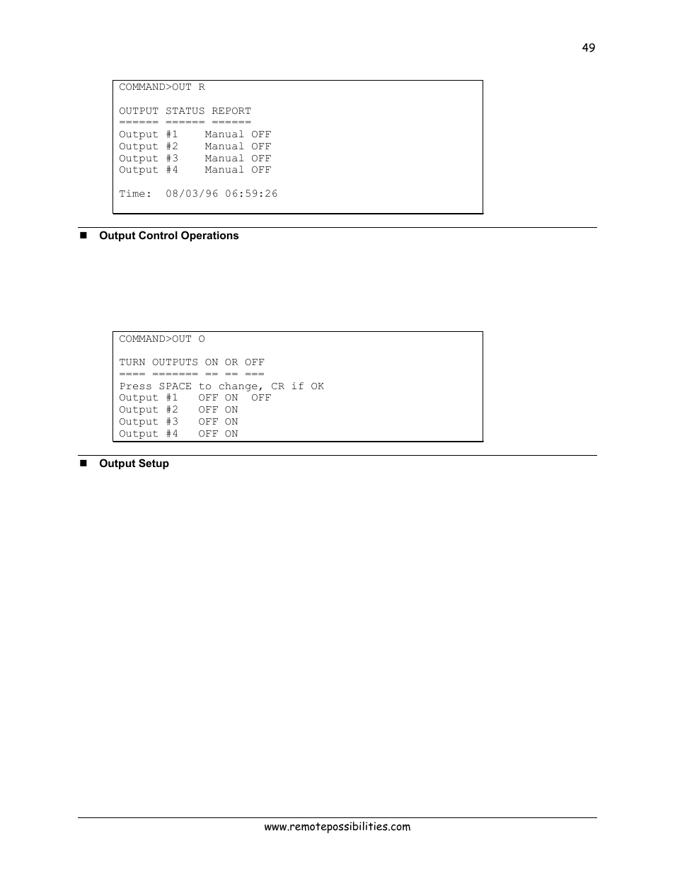 Output control operations, Output setup | Lexicon 570 User Manual | Page 54 / 70