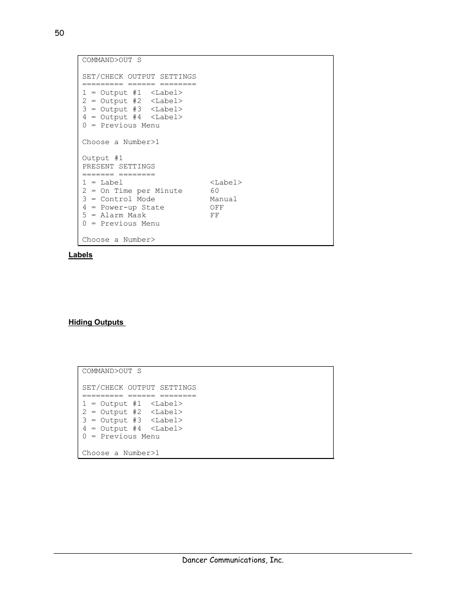 Labels, Hiding outputs | Lexicon 570 User Manual | Page 55 / 70