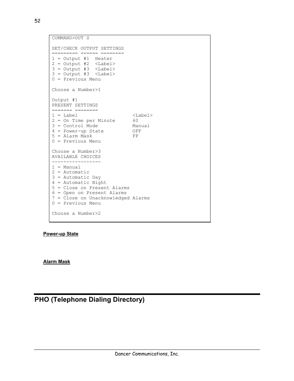 Power-up state, Alarm mask, Pho (telephone dialing directory) | Lexicon 570 User Manual | Page 57 / 70